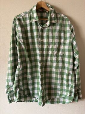 Men’s Boden Green white Checkered Cotton Button Down XL